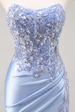 Strapless Mermaid Dark Green Sequin Prom Dress with Slit