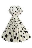 Black Rose Printed A-Line Boat Neck Midi 1950s Dress