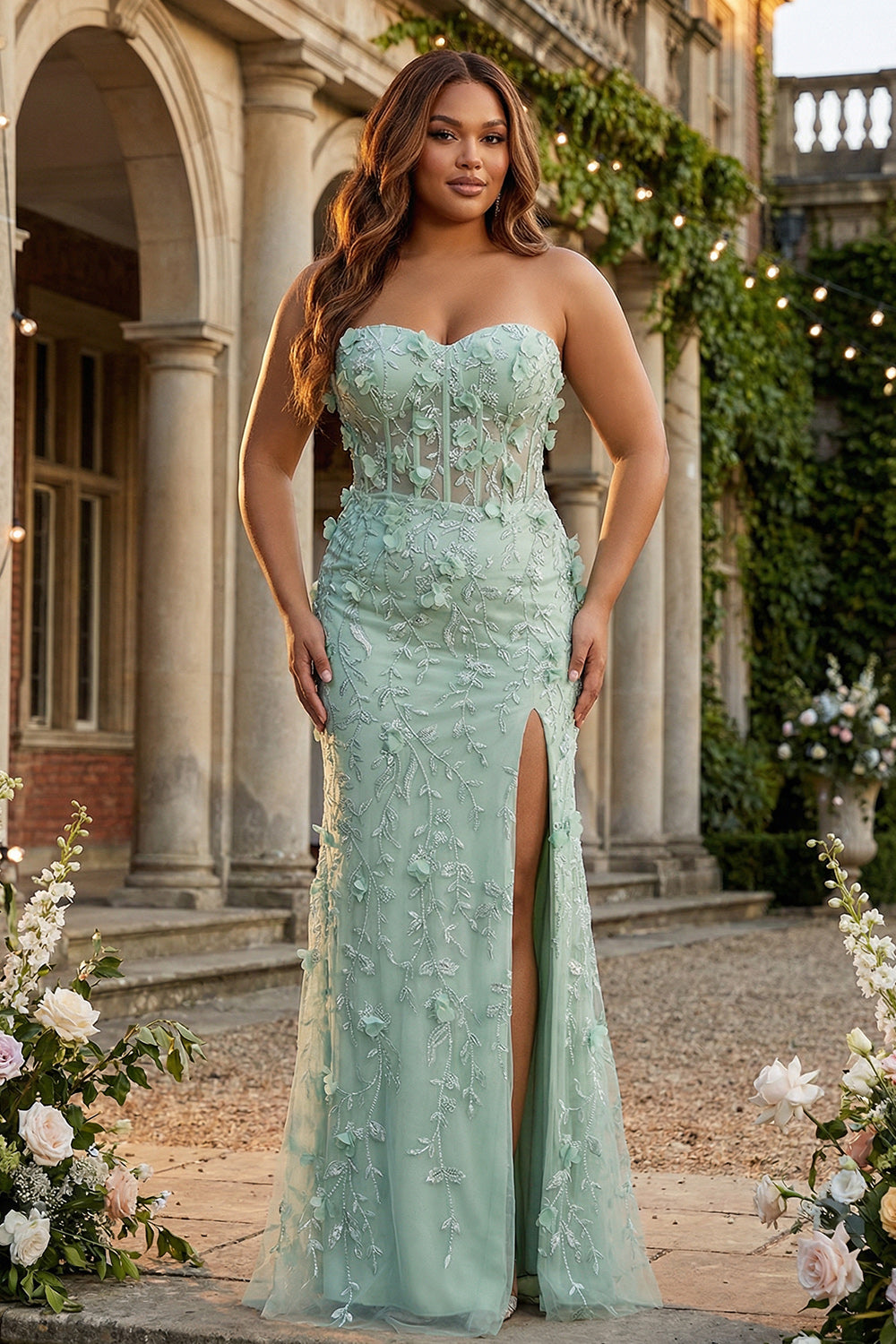 sage plus size formal dress La Femme Dress 31535 Plus-Size Formal Prom Dress Light Periwinkle / 14W