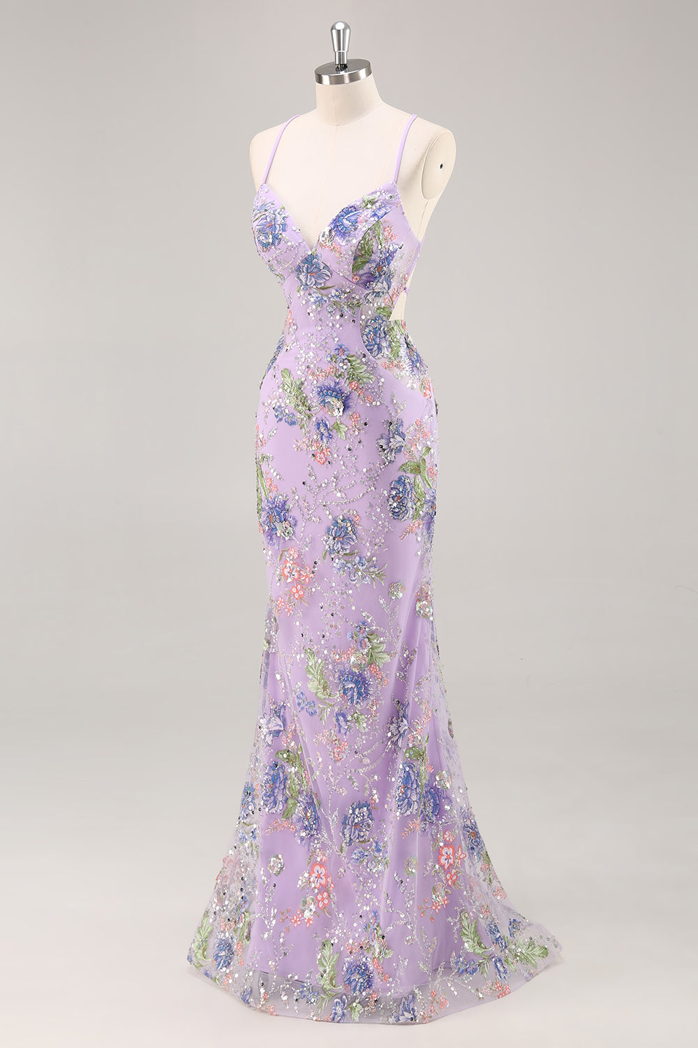 Zapaka Women Peacock Long Prom Dress with Appliques Mermaid Spaghetti Straps Sequins Formal Dress, Lilac / US6 Zapaka Women Peacock Long Prom Dress with Appliques Mermaid Spaghetti Straps Sequins Formal Dress, Lilac / US6
