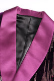 Sparkly Purple Shawl Lapel Sequins Prom Blazer