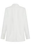 White Fitted Single Breasted Midi Women's Blazer