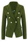 Army Green Peak Lapel Midi Women's Blazer