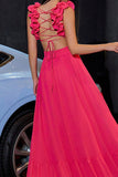 Yellow V-Neck Hollow Out A-Line Formal Dress