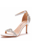 Pink Rhinestone Ankle Straps Prom Sandals