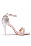 Pink Rhinestone Ankle Straps Prom Sandals