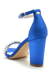 Royal Blue Rhinestone Ankle Straps Prom Sandals