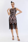 Black Sequined Bodycon 1920s Dress with Fringes