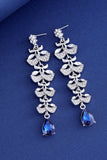 Royal Blue Leaf Tassel Water Drop Long Earrings