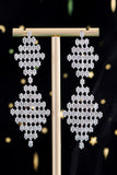 Bridal Wedding Golden Pave Inlaid Shooting Star Pendant Earrings