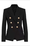 Black Peak Lapel Long Sleeves Women Blazer