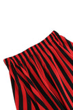 Black Color Block Striped Print Casual Novelty Pirate Costume Skirt