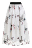 Apricot High Waist Print Chiffon Floral Loose Midi A Line Skirt