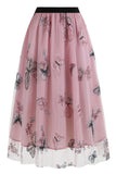 Apricot High Waist Print Chiffon Floral Loose Midi A Line Skirt