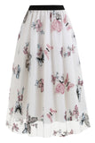 Apricot High Waist Print Chiffon Floral Loose Midi A Line Skirt