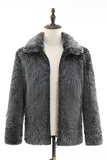 Dark Grey Faux Fur Turn Collar Short Men Coat