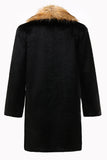 Fluffy Black Shawl Lapel Faux Fur long Men Coat