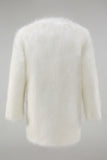 White Fluffy Faux Fur Long Sleeves Men's Coat