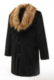 Black Men's Luxury Faux Fur Long Sleeves Long Winter Outwear