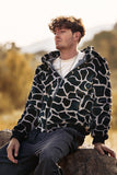 Leopard Faux Fur Zip-Up Hoodie Long Sleeves Men's Coat