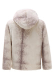 Men's Ivory Faux Fur Zip-Up Hoodie Coat