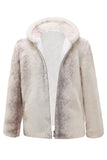 Men's Ivory Faux Fur Zip-Up Hoodie Coat