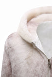 Men's Ivory Faux Fur Zip-Up Hoodie Coat