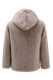 Men's Khaki Zip-Up Fleece Hoodie Winter Coat