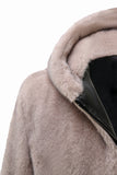 Men's Khaki Zip-Up Fleece Hoodie Winter Coat