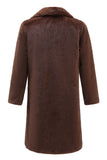 Brown Nothced Lapel Long Shearling Coat for Men