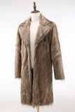 Khaki Fluffy Long Faux Fur Coat