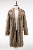 Khaki Fluffy Long Faux Fur Coat