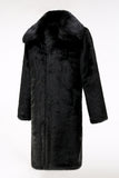 Fluffy Black Faux Fur Men's Coat with Pockets