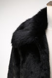 Fluffy Black Faux Fur Men's Coat with Pockets