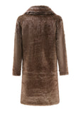 Fluffy Coffee Long Faux Fur Men's Coat with Pockets