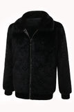 Winter Black Men's Faux Fur Zip-Up Coat