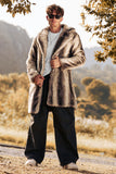 Coffee Faux Fur Single-Breasted Mid-Length Winter Men's Coat