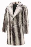 Coffee Faux Fur Mid-Length Single-Breasted Winter Men's Coat