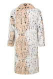 White Mid-length Printed Leopard Faux Fur Men's Coat