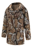 Brown Thick Hooded Long Sleeves Winter Men's Faux Fur Coat