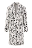 White Black Leopard Print Faux Fur Coat Men's Mid-Length Suit Collar