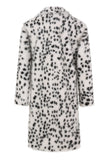 White Black Leopard Print Faux Fur Mid-Length Collar Men's Coat