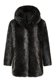 Black Winter Puffy Long Sleeve Hooded Faux Fur Men's Coat