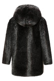 Black Winter Puffy Long Sleeve Hooded Faux Fur Men's Coat