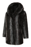 Black Winter Puffy Long Sleeve Hooded Faux Fur Men's Coat