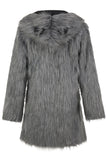 Grey Faux Fur Solid Color Lapel Long Sleeves Winter Men's Coat