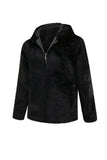 Men's Faux Fur Coat with Hood Winter Black Thickened Luxury