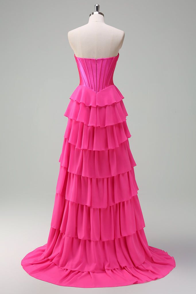 Marn Strapless Prom Dress Yellow | A-Line Pleated Wedding Guest Dress with Slit main image 1