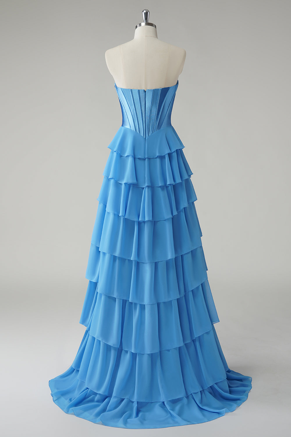 Zapaka Women Yellow Prom Dress with Slit A Line Strapless Corset Tiered Long Evening Dress, Blue / US24W Zapaka Women Yellow Prom Dress with Slit A Line Strapless Corset Tiered Long Evening Dress, Blue / US24W