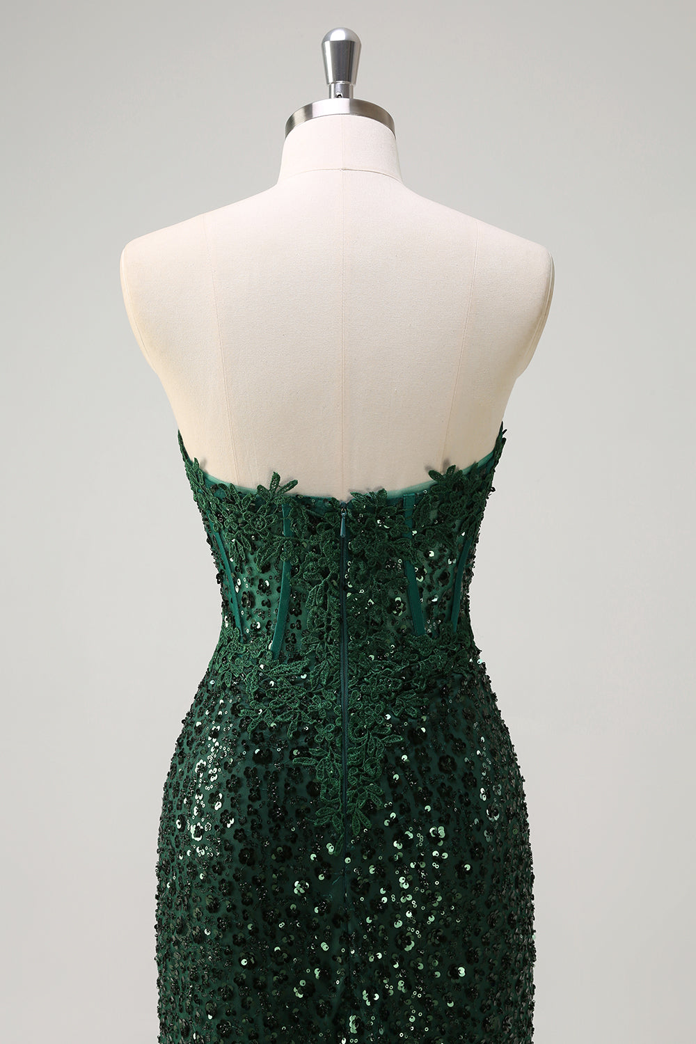 Zapaka Women Sparkly Sweetheart Prom Dress with Slit Mermaid Corset Dark Green Long Party Dress with Lace ZAPAKA Zapaka Women Sparkly Sweetheart Prom Dress with Slit Mermaid Corset Dark Green Long Party Dress with Lace ZAPAKA